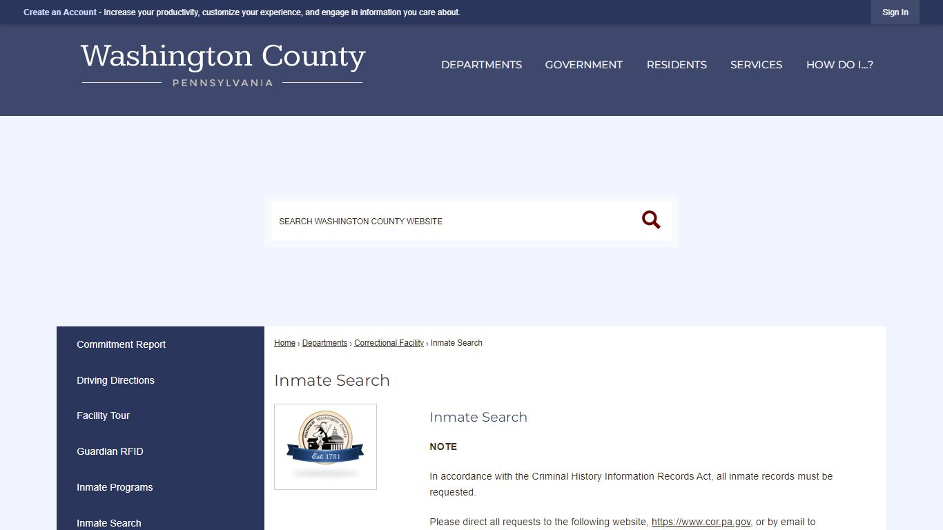 Inmate Search | Washington County, PA - Official Website