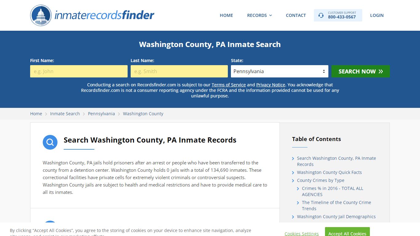 Washington County, PA Inmate Lookup & Jail Records Online